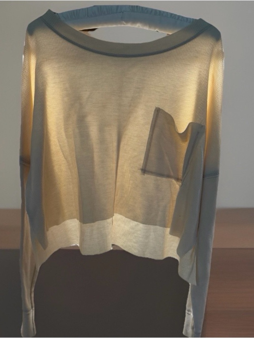 Altar'd State Sheer Cream Long-Sleeve Crop Top  0150